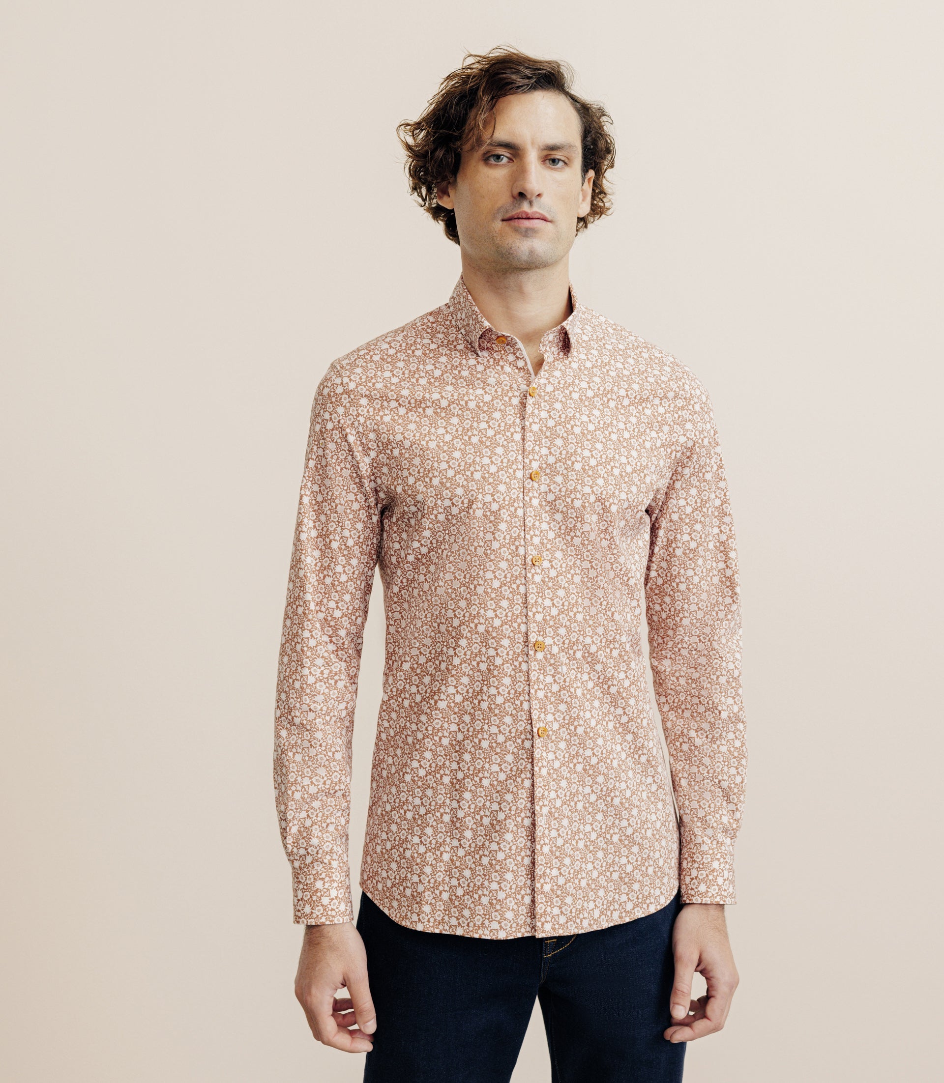 Chemise 100% coton orange - IZAC