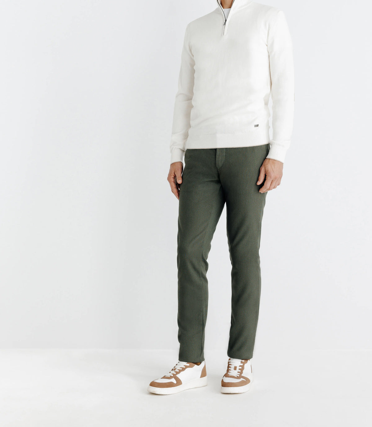 Pull coton/cachemire col zippé écru - IZAC