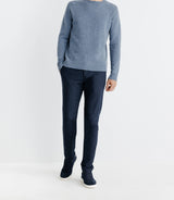 Pull lambswool col rond bleu indigo - IZAC