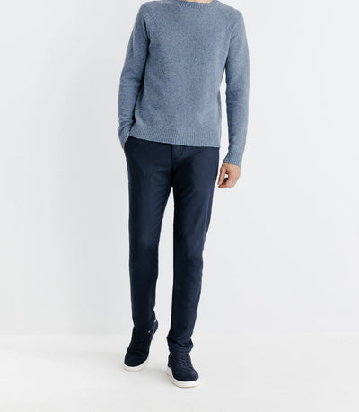 Pull lambswool col rond bleu indigo - IZAC