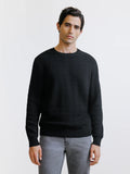 Pull jacquard col rond noir - IZAC