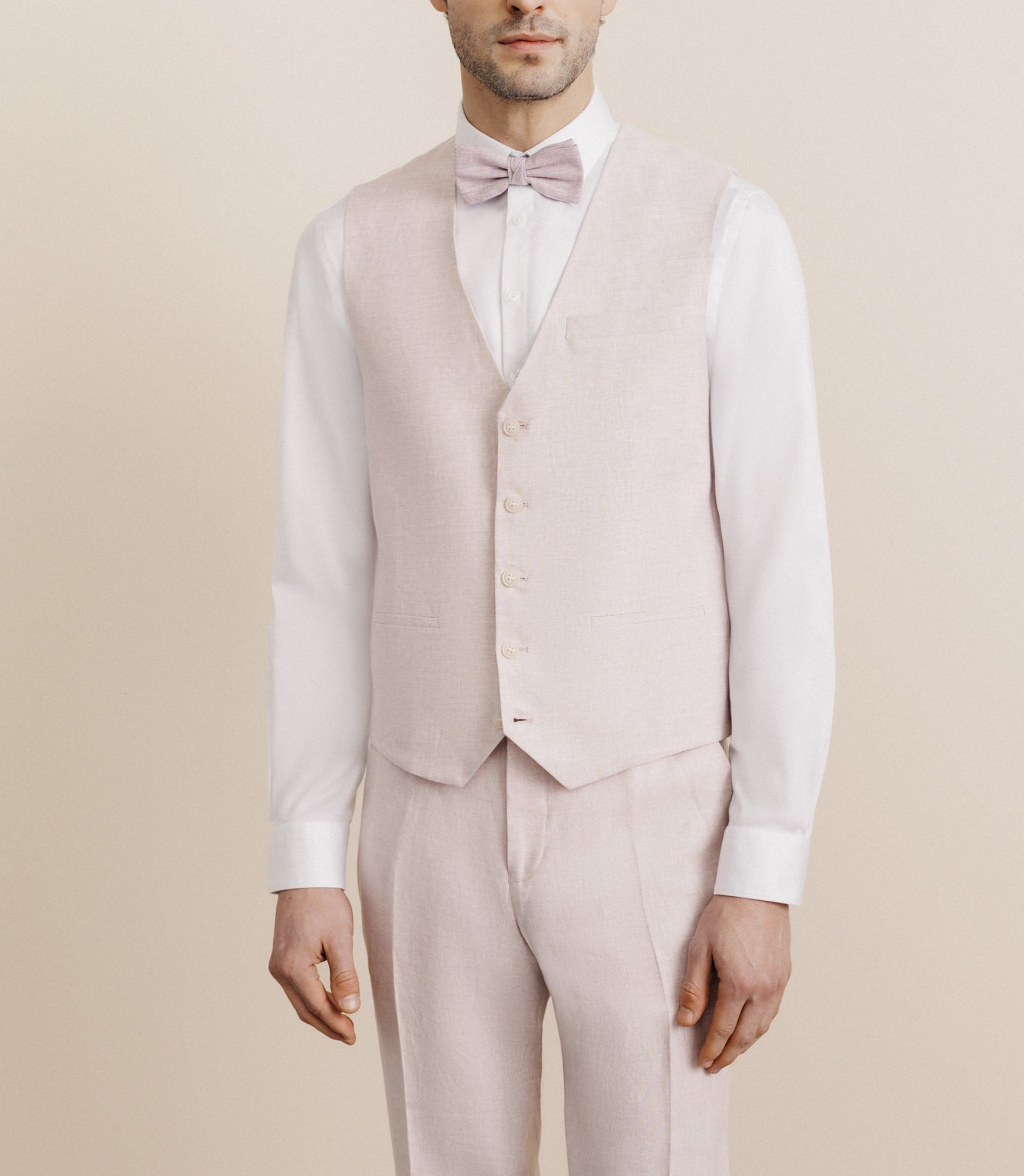 Gilet 100% lin rose - IZAC