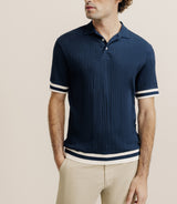 Polo boutonné en jersey marine - IZAC