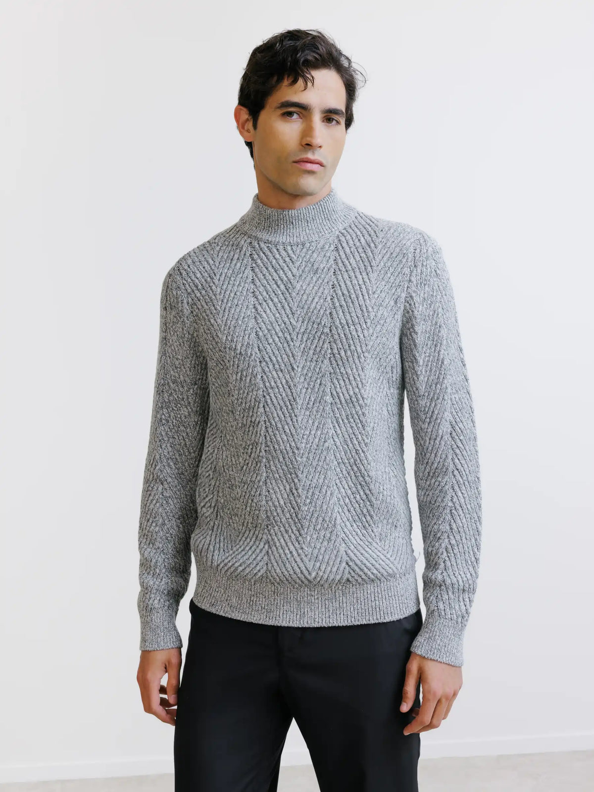 Pull col cheminée gris chiné - IZAC