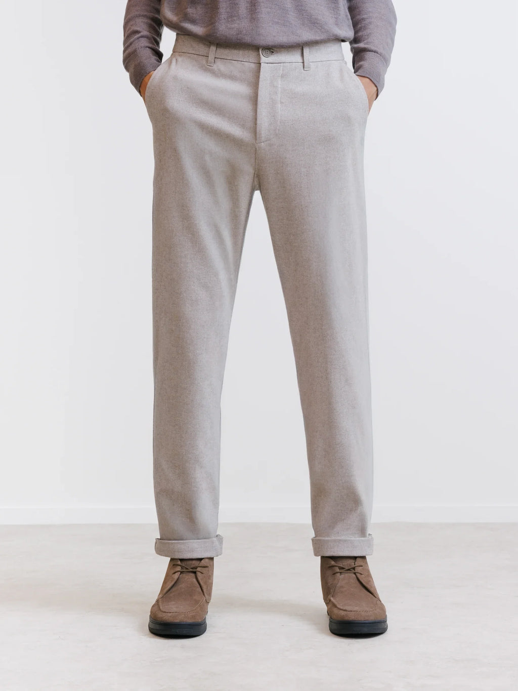 Pantalon flanelle beige clair - IZAC