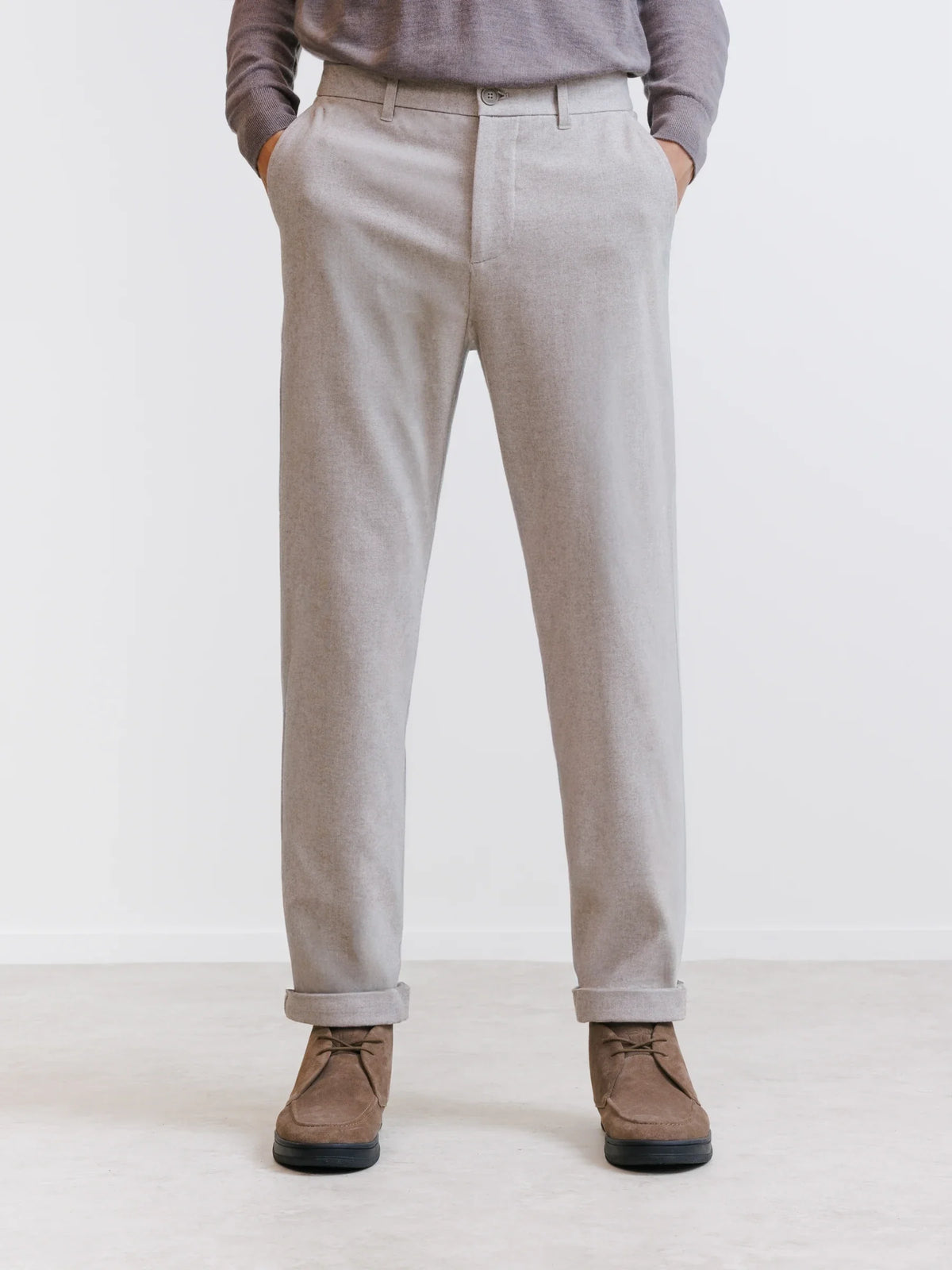 Pantalon flanelle beige clair - IZAC