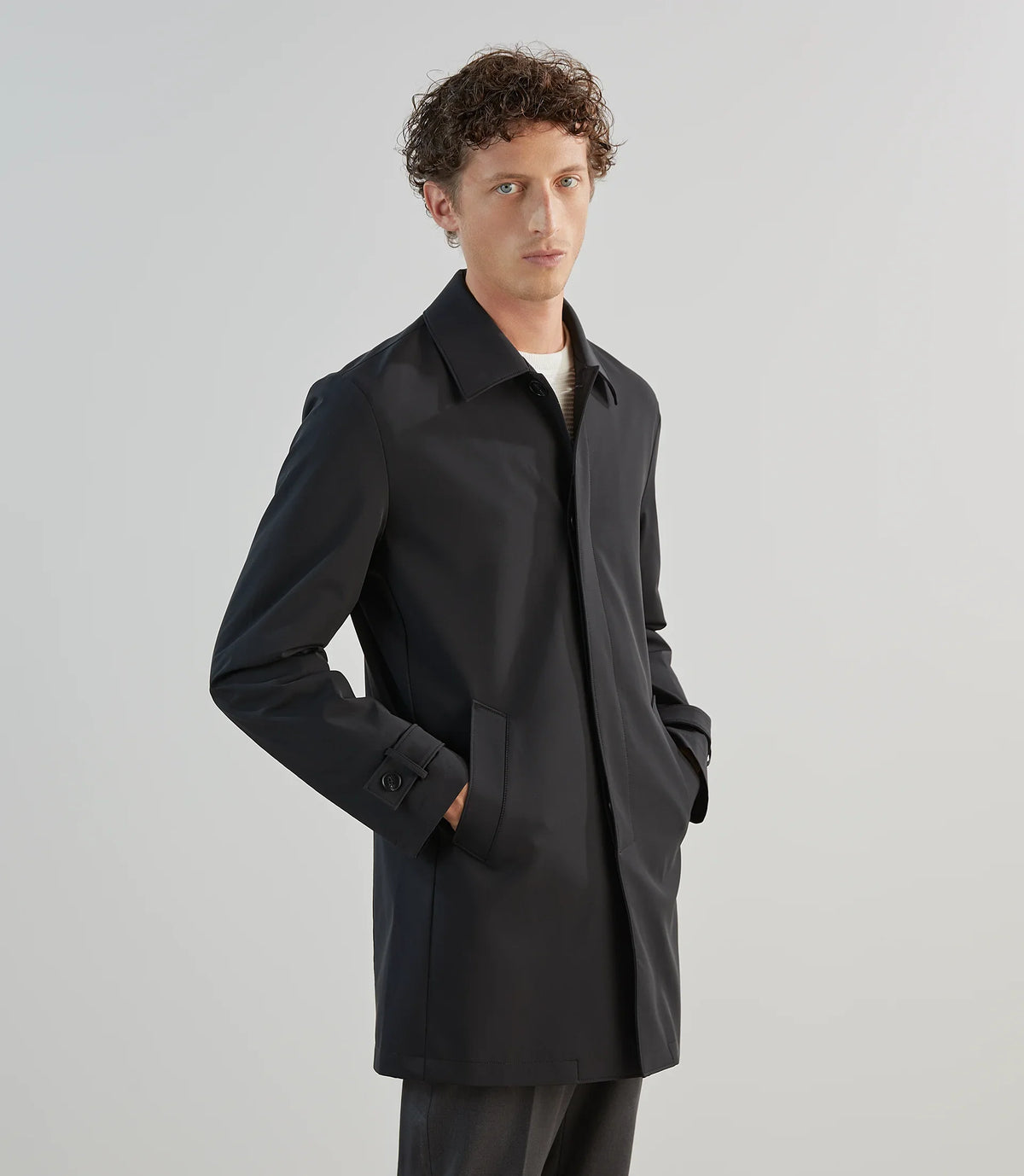 Manteau mi - long léger noir - IZAC