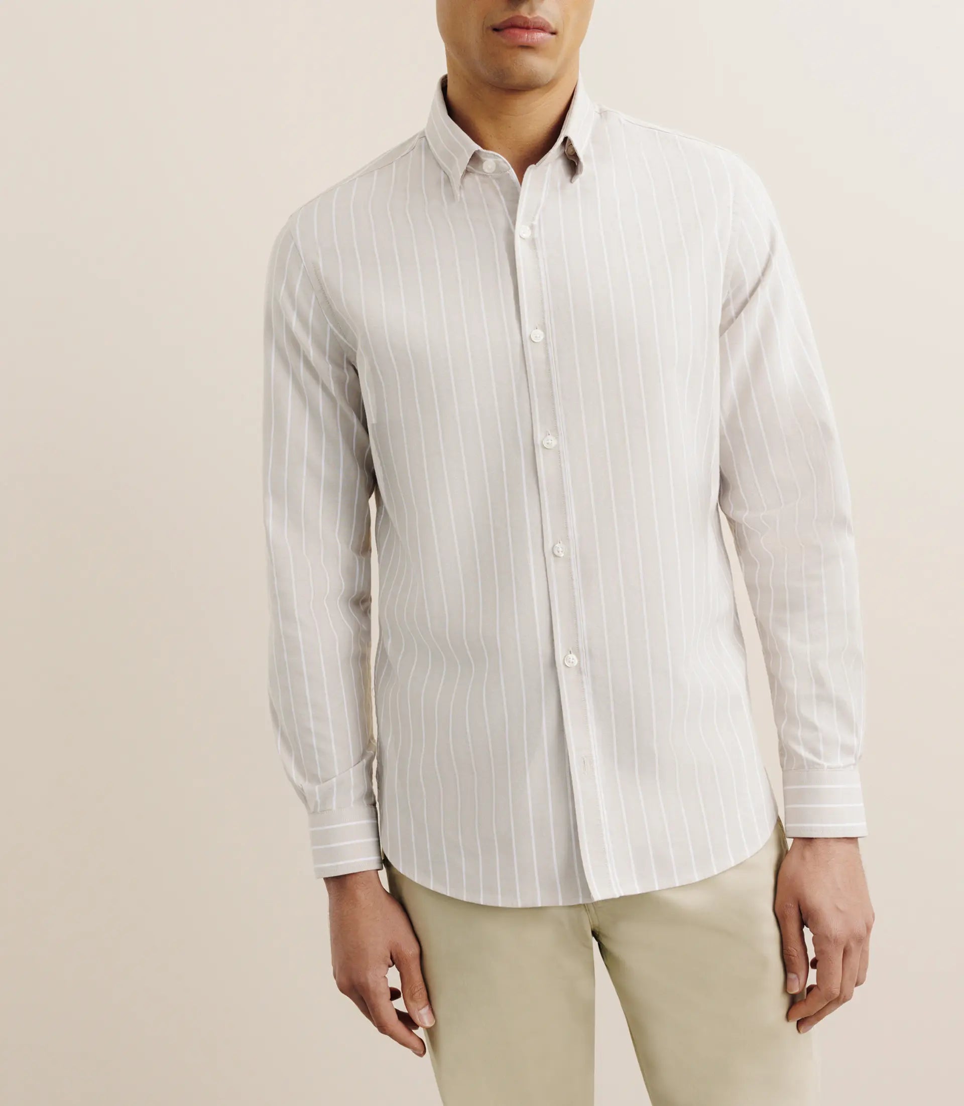 Chemise regular rayée beige - IZAC