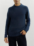 Pull col rond mouliné marine - IZAC