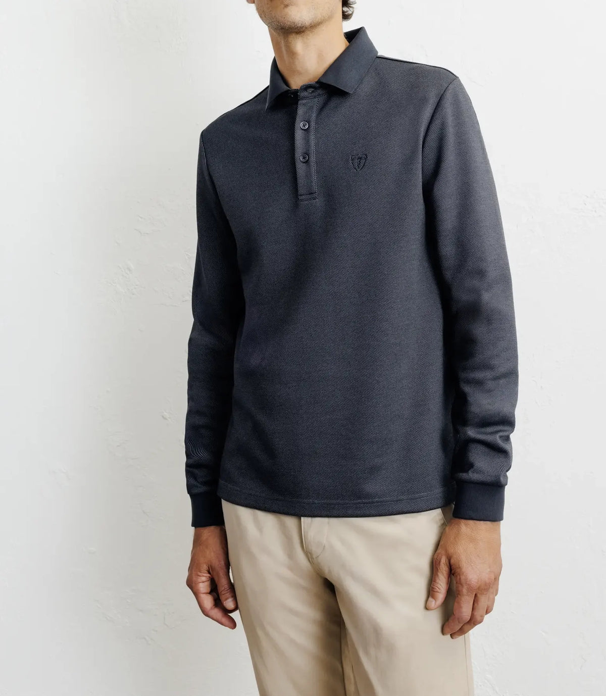 Polo boutonné en maille marine - IZAC