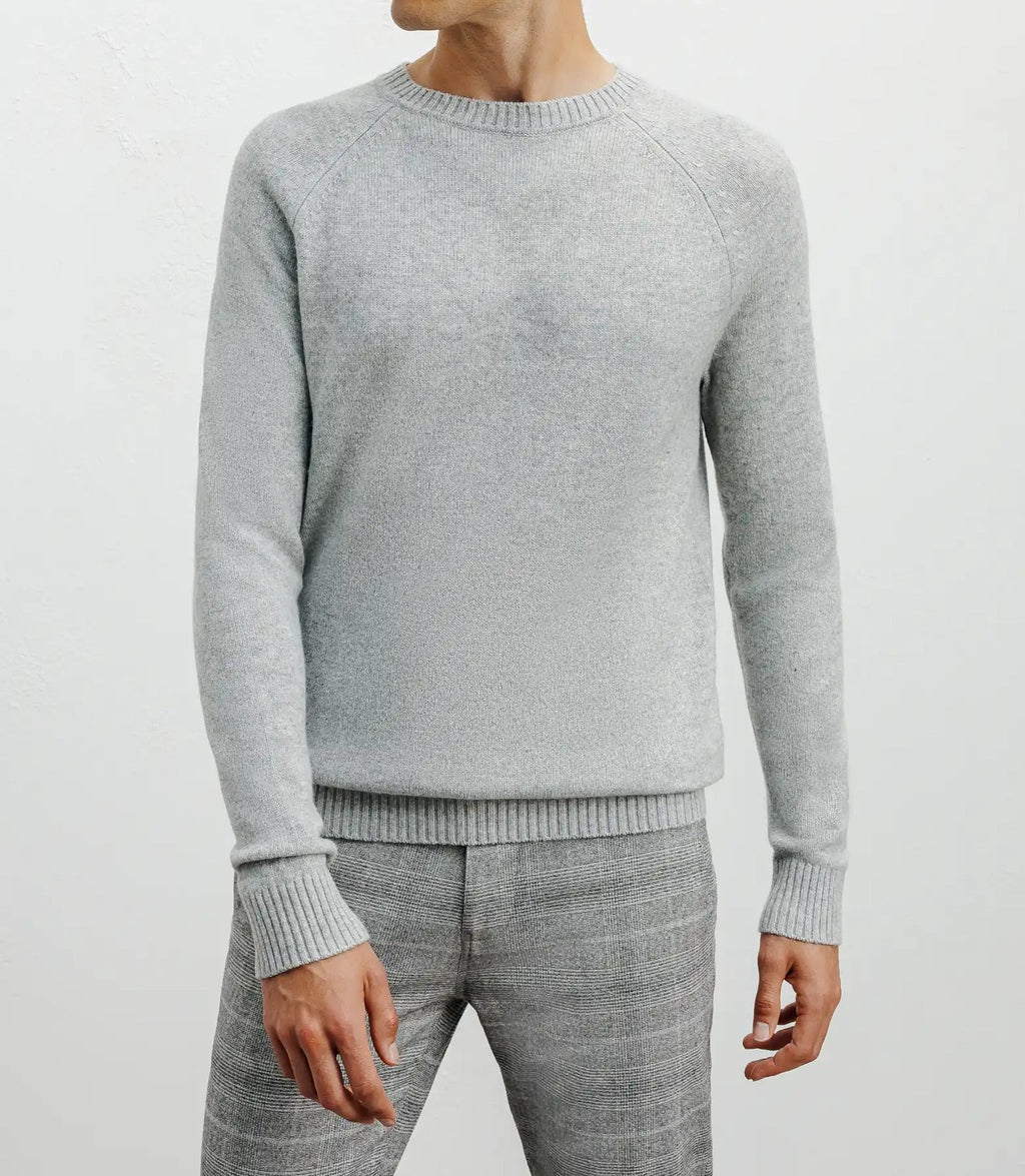 Pull en laine col rond gris chiné - IZAC