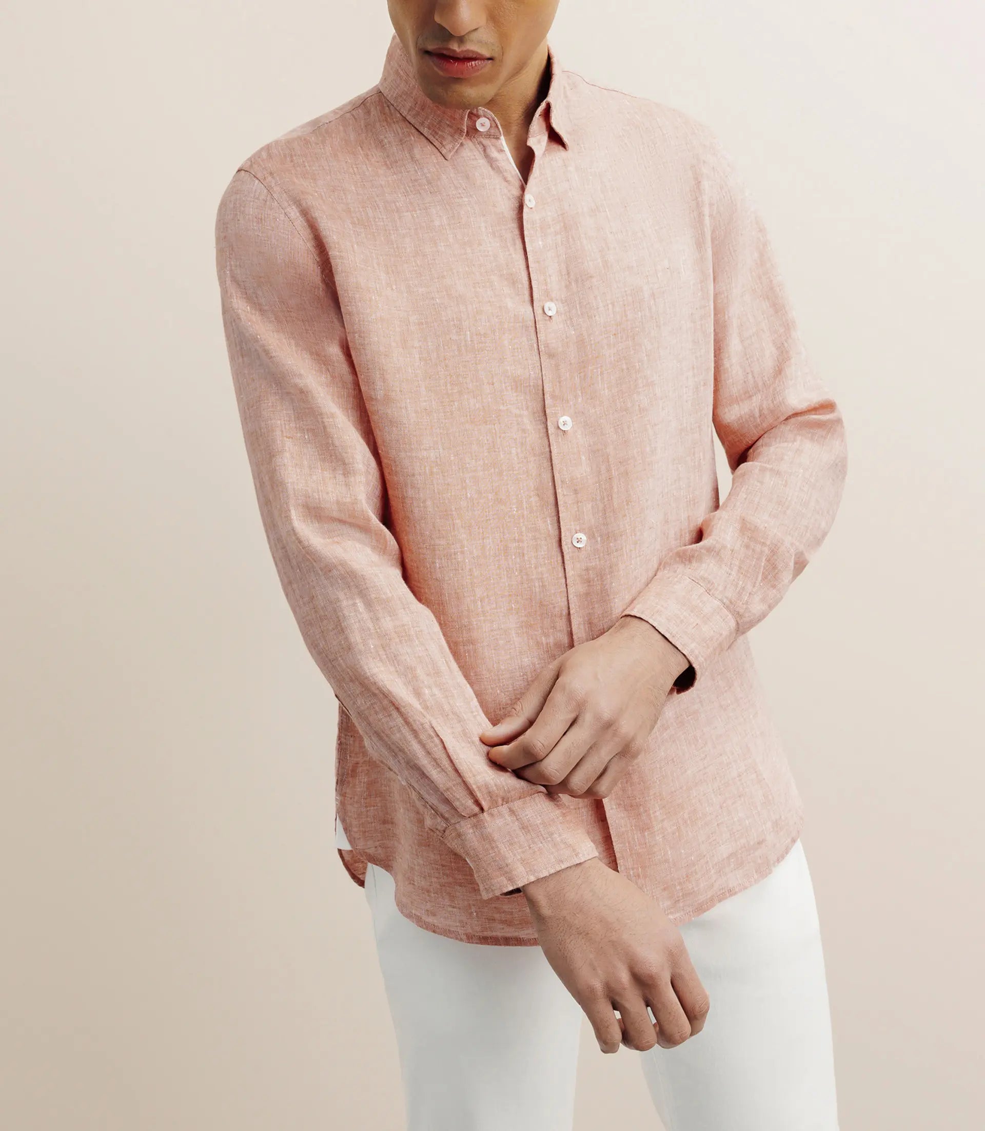 Chemise regular 100% lin orange - IZAC