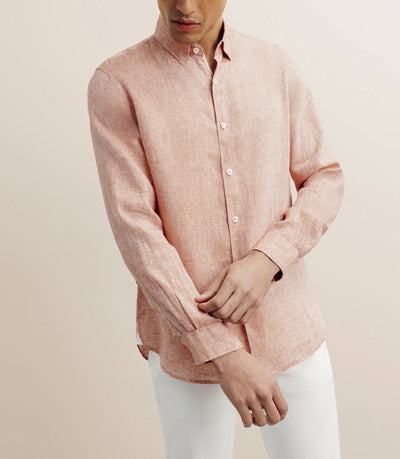 Chemise regular 100% lin orange - IZAC