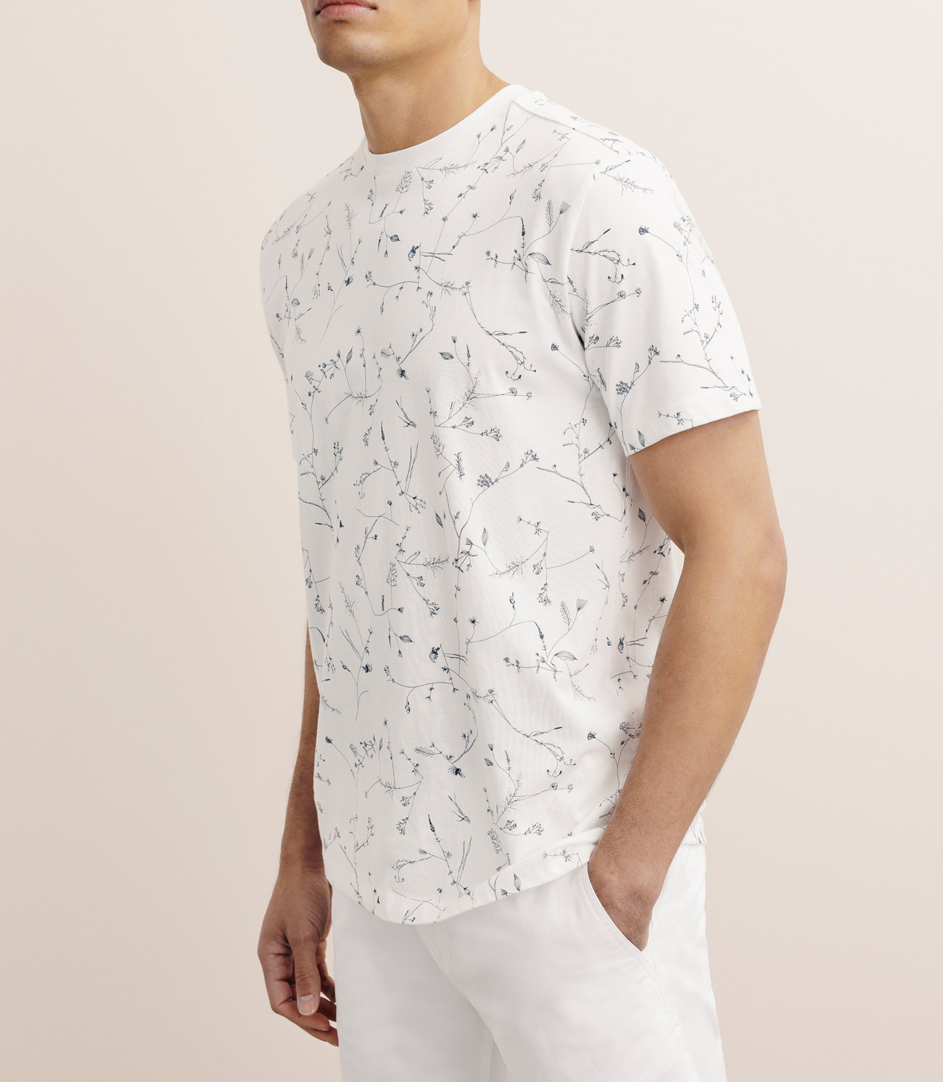 T-shirt à fleurs blanc - IZAC