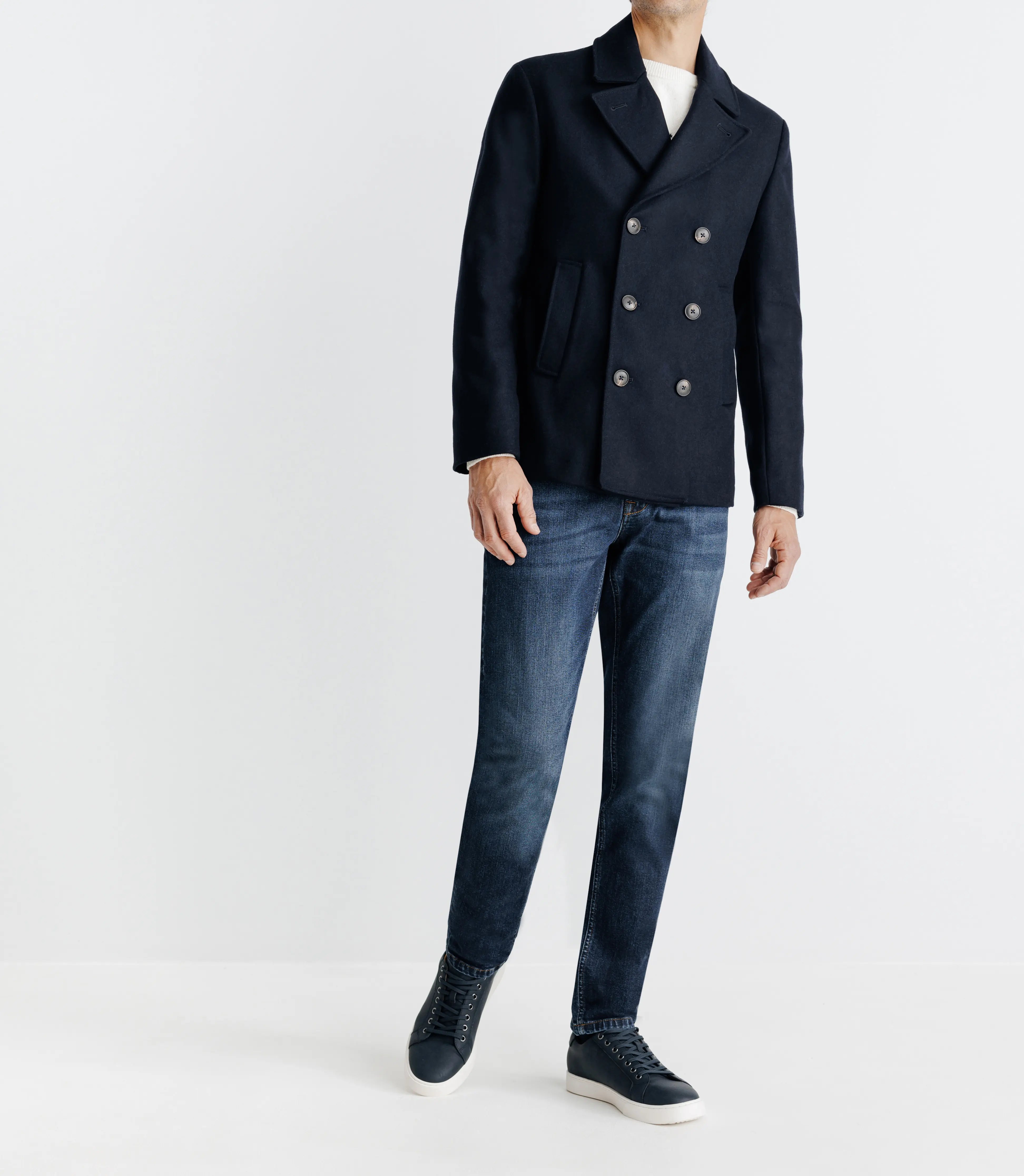 Manteau ville croisé marine - IZAC
