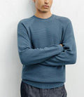 Pull col rond jeux de points bleu canard - IZAC