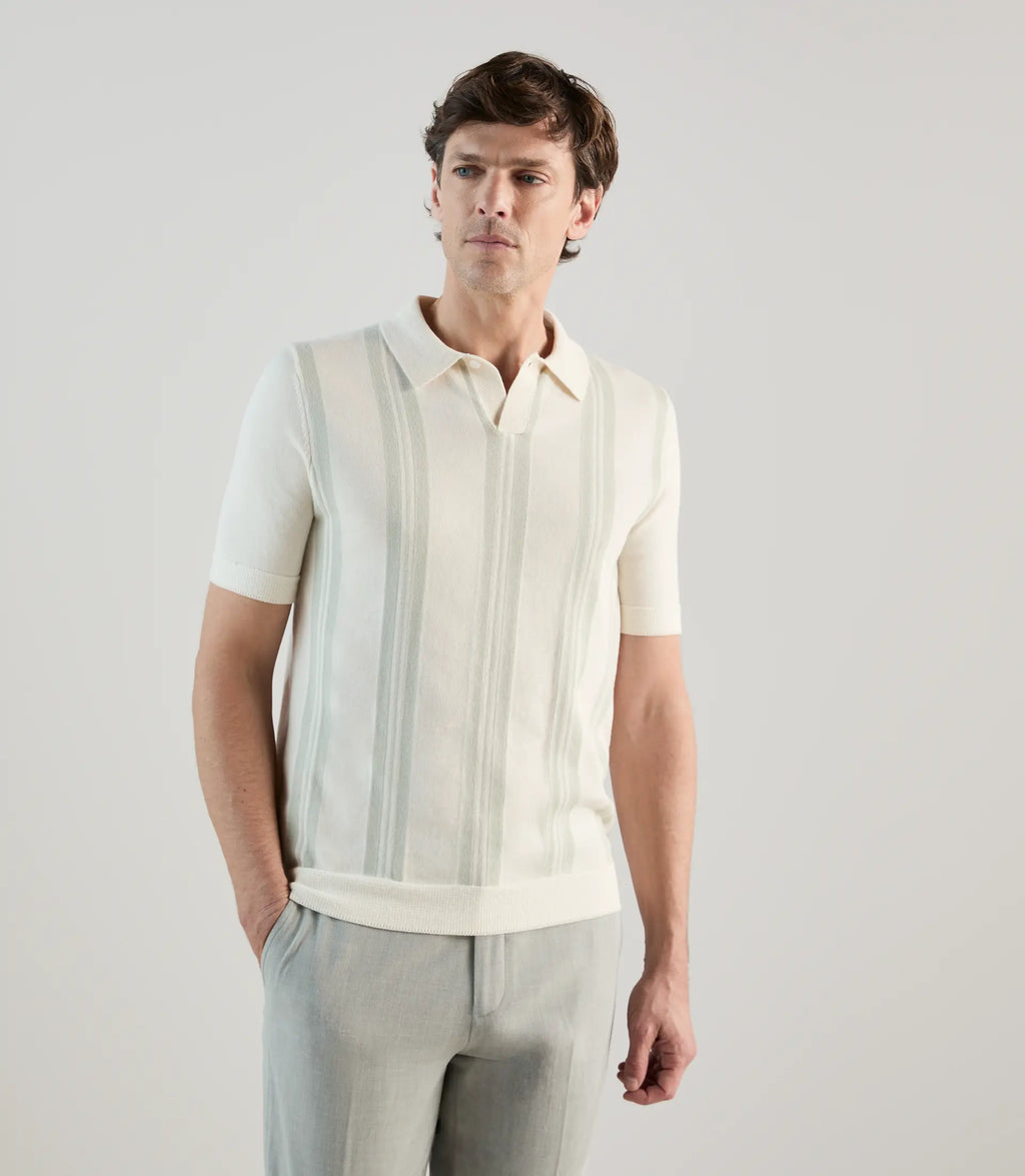 Polo en maille à rayures vert clair - IZAC