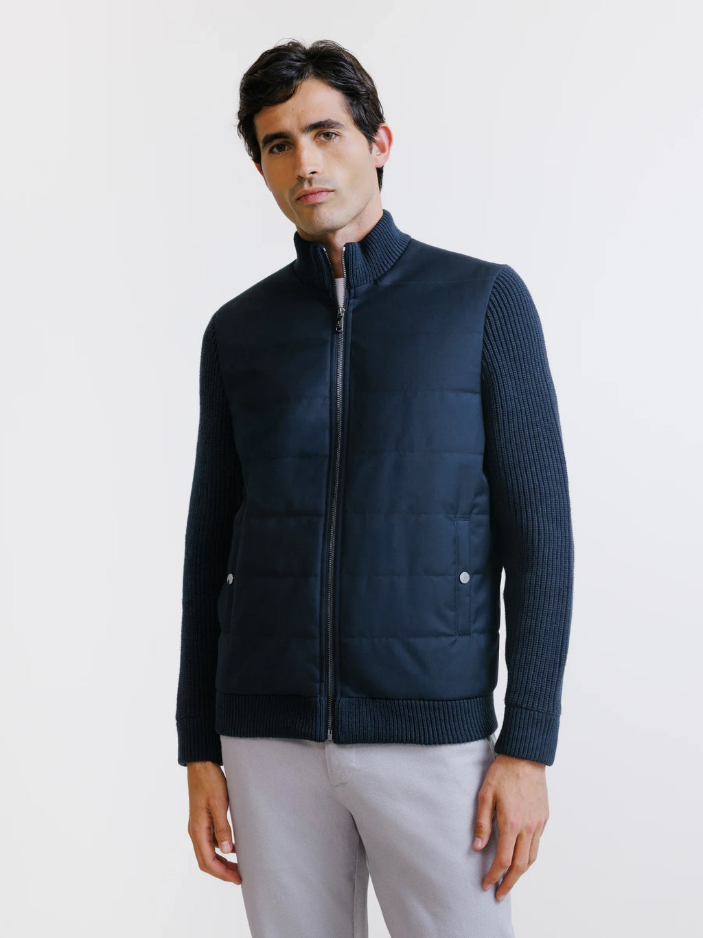 Gilet zippé bi-matière marine - IZAC