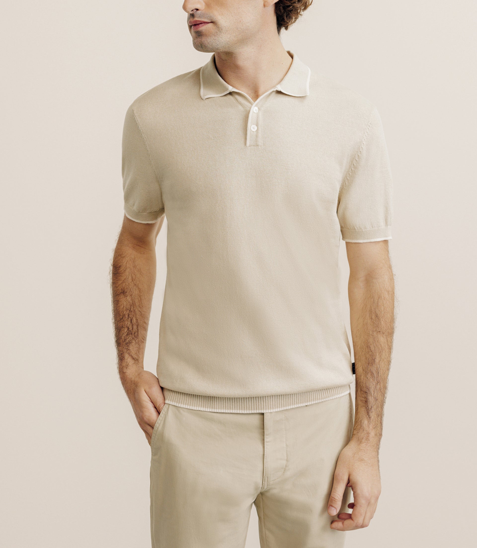 Polo col ouvert beige - IZAC