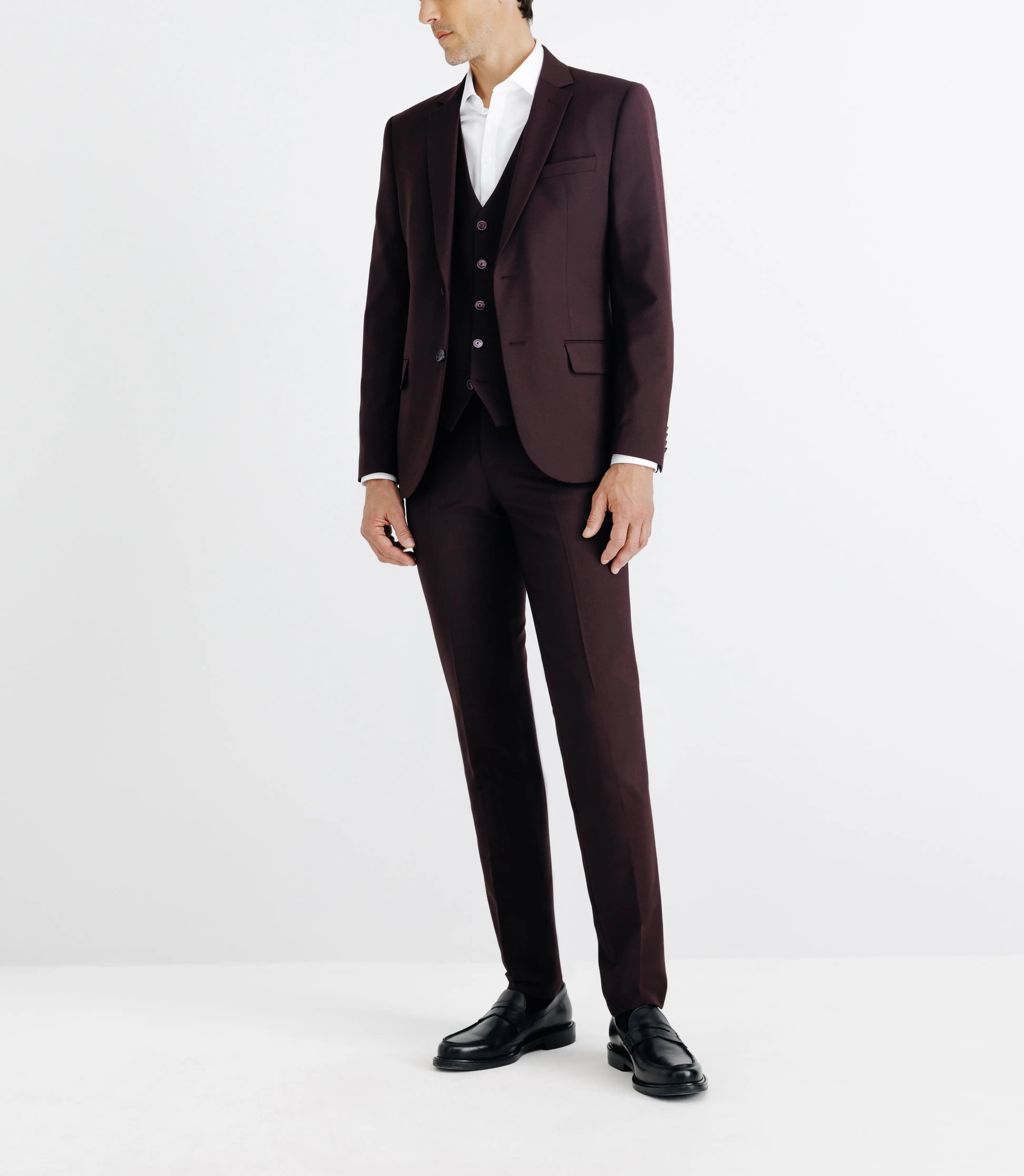 Costume ajusté 2 boutons bordeaux - IZAC