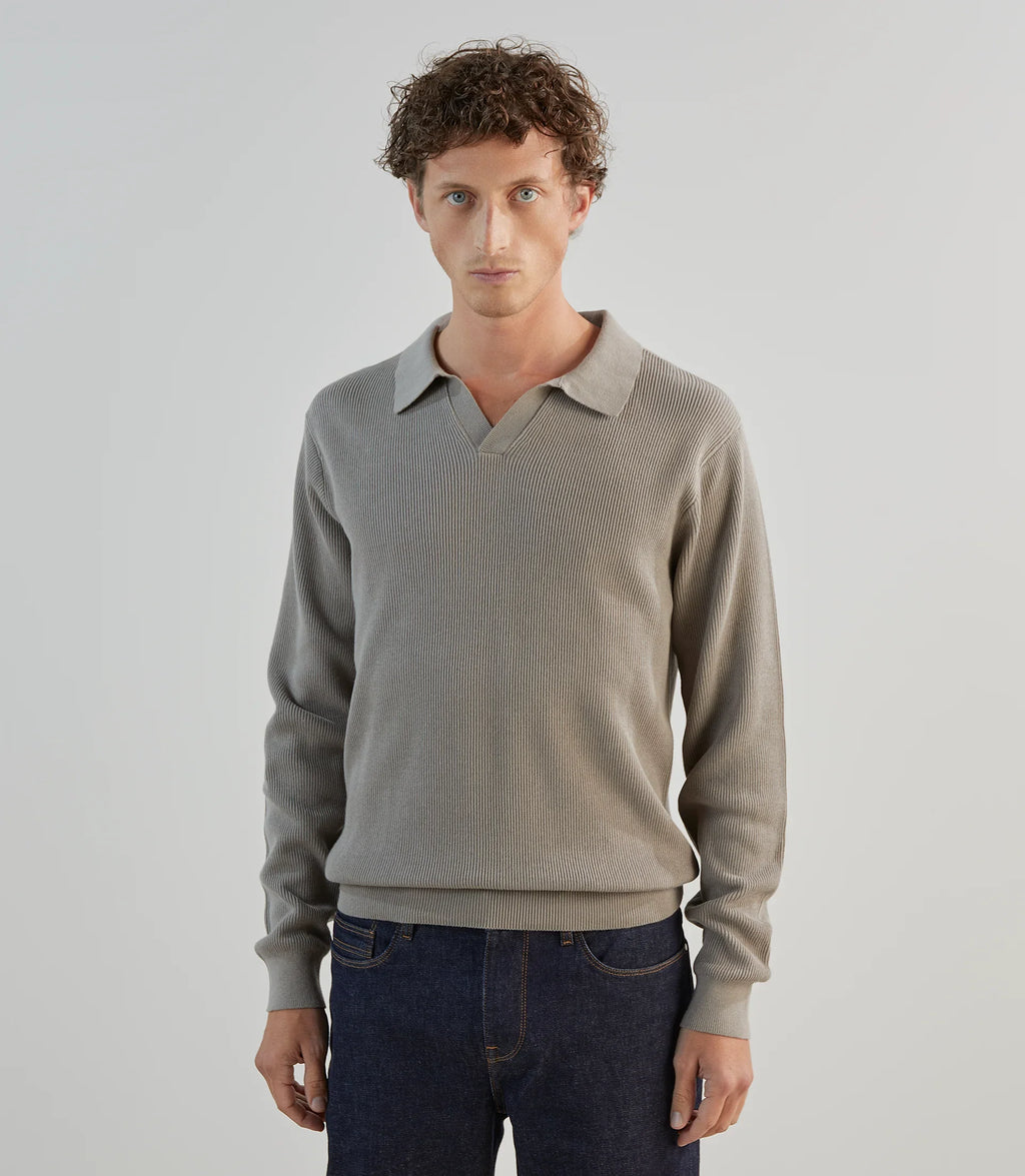 Pull col polo taupe - IZAC