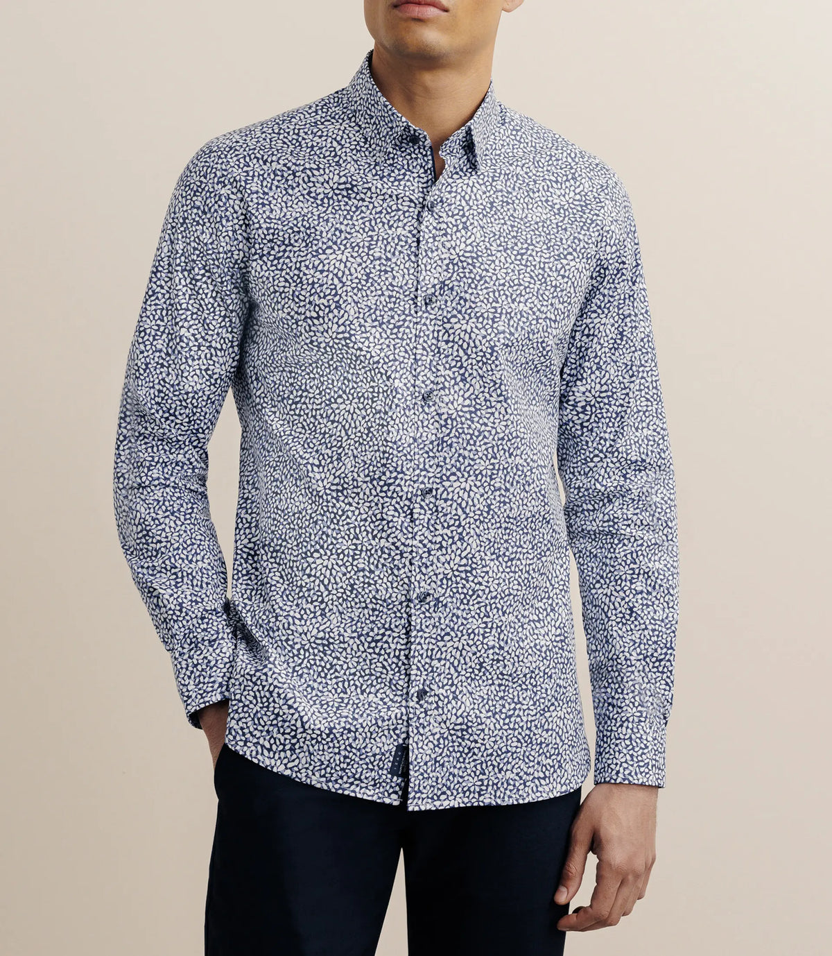 Chemise droite imprimée marine - IZAC