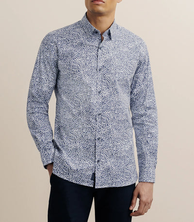 Chemise droite imprimée marine - IZAC