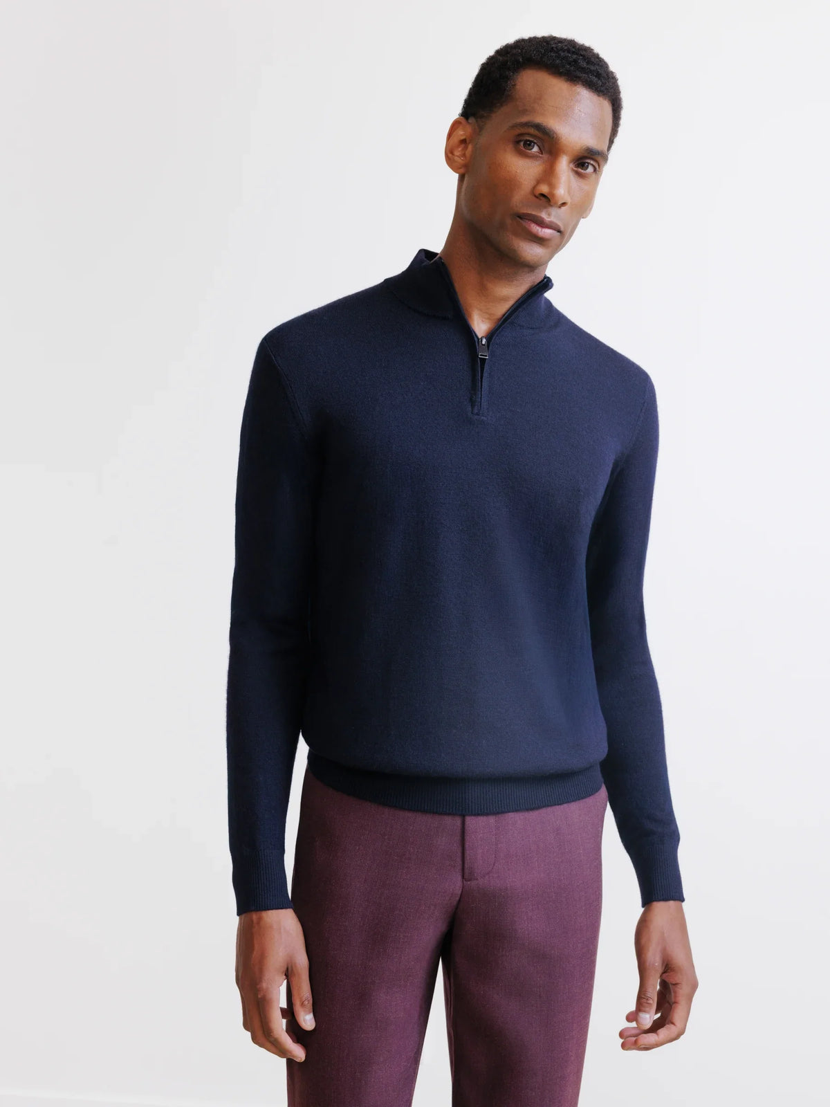 Pull demi zippé mérinos marine - IZAC