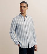 Chemise rayée en lin bleue - IZAC