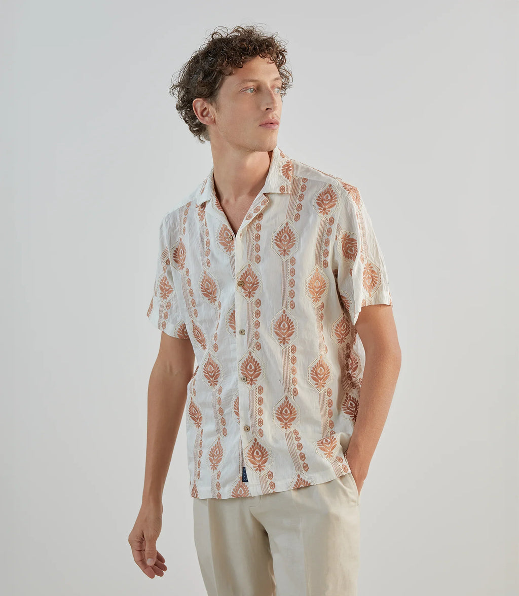Chemise casual brodée orange - IZAC