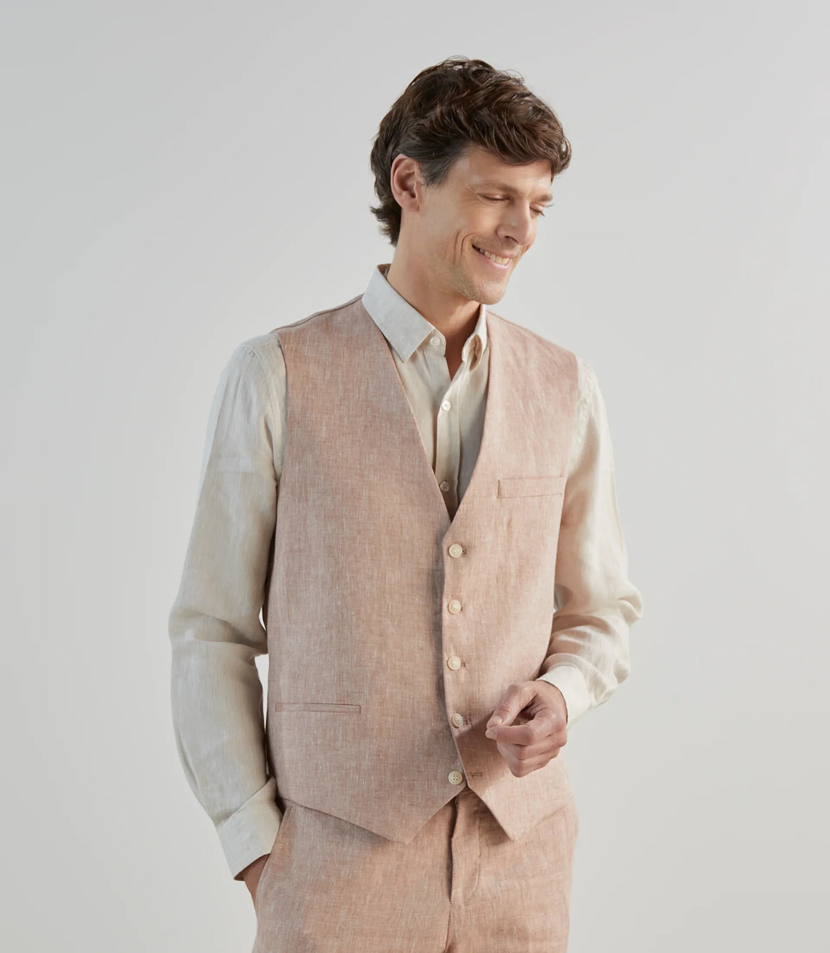 Gilet ville 100% lin orange - IZAC