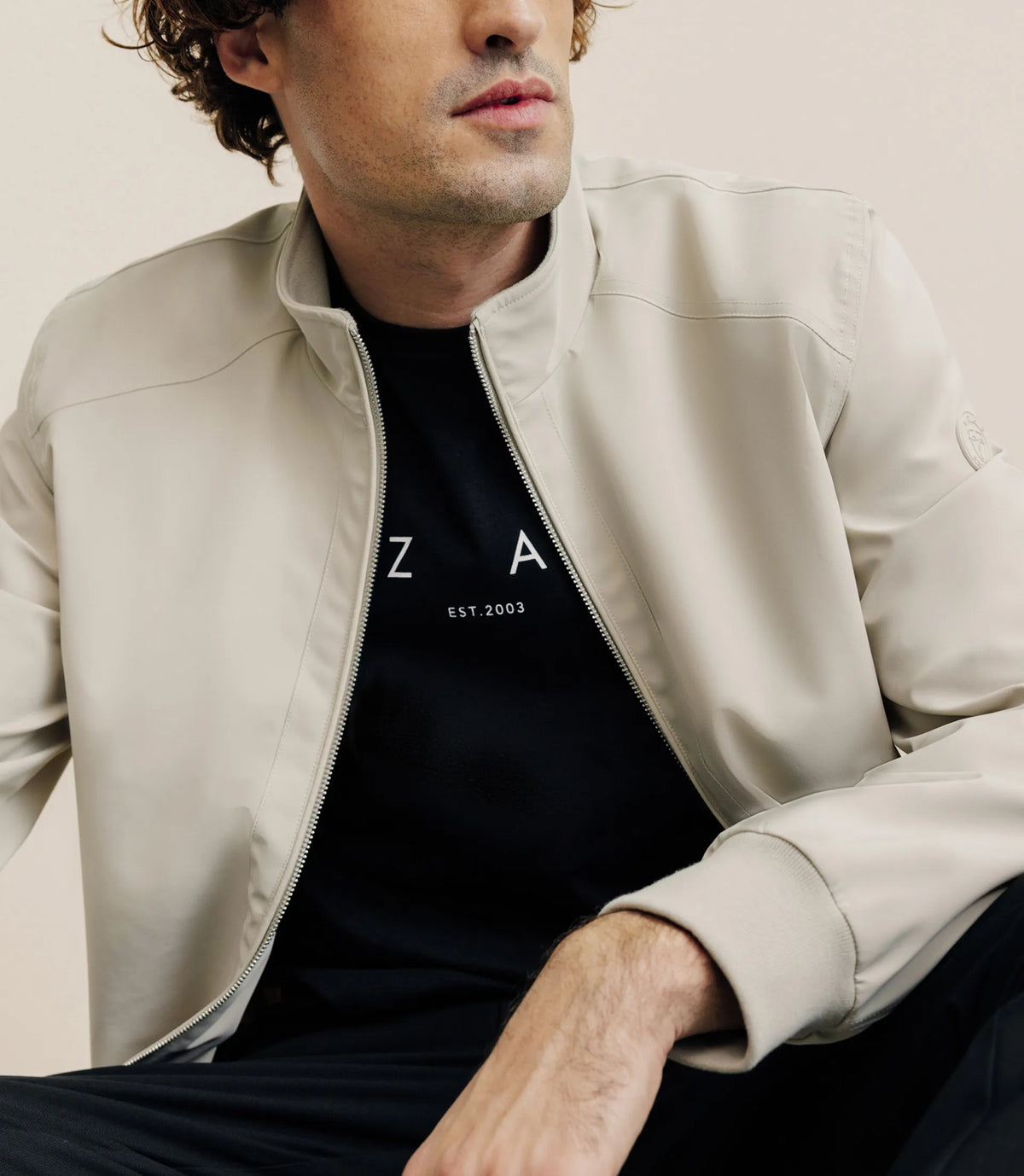 Blouson col montant beige - IZAC