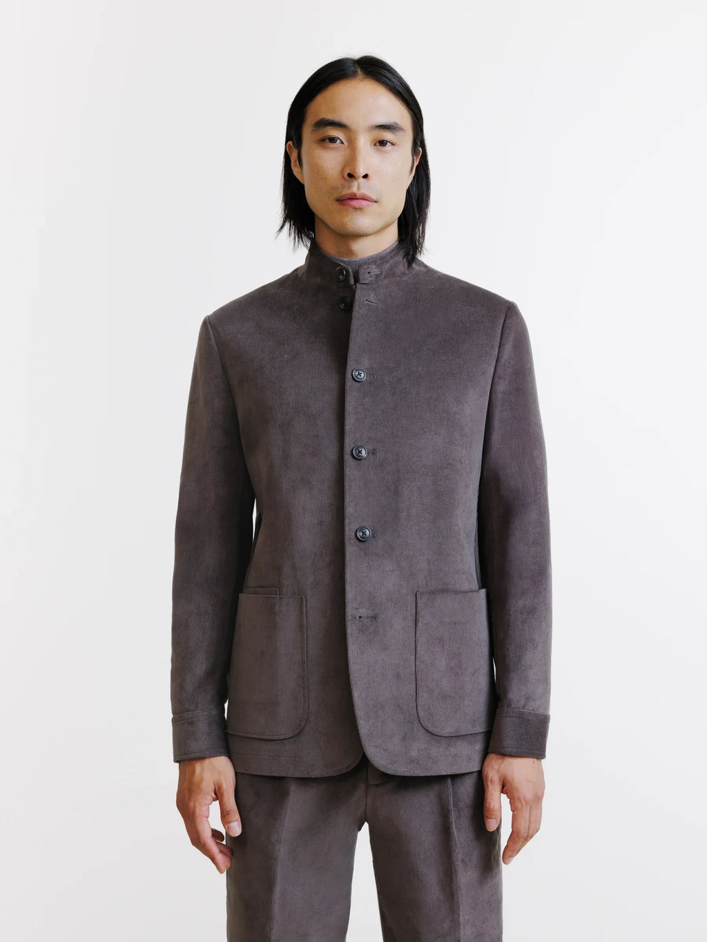 Veste col mao châtaigne - IZAC