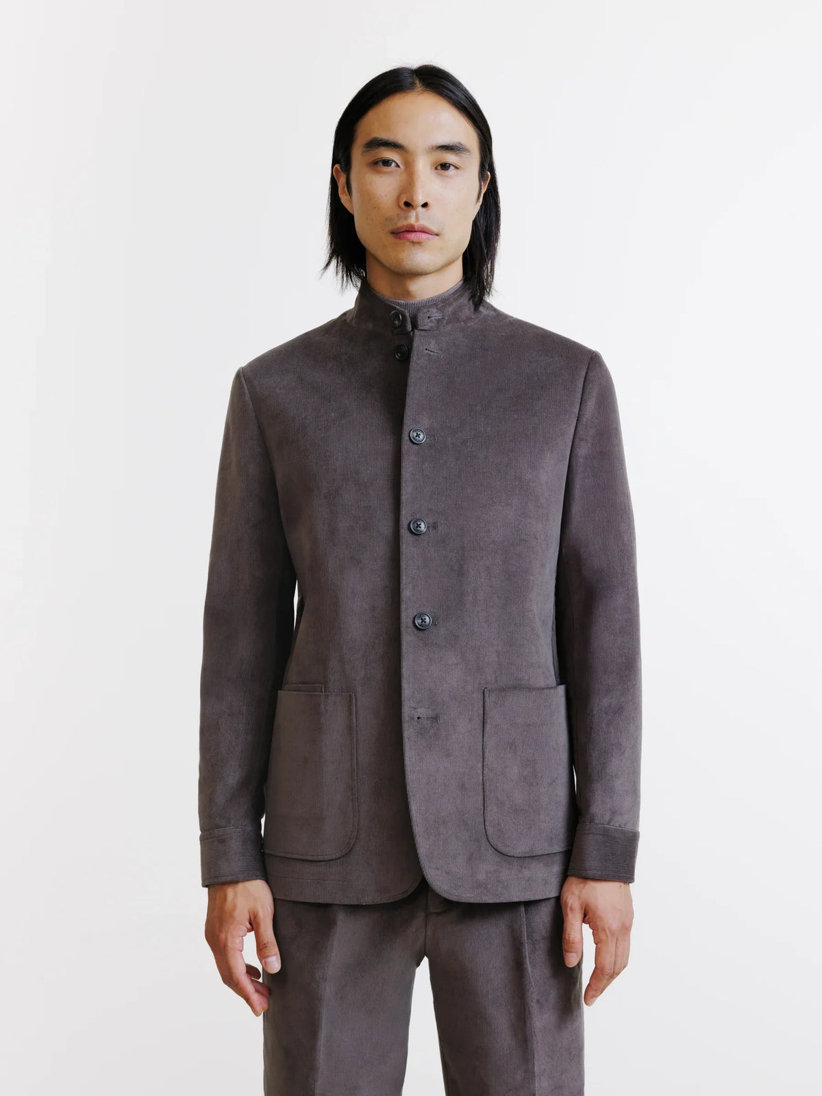 Veste col mao châtaigne - IZAC