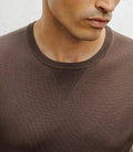 Pull manches longues col rond en maille chatain - IZAC