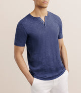 T-shirt boutonné marine - IZAC