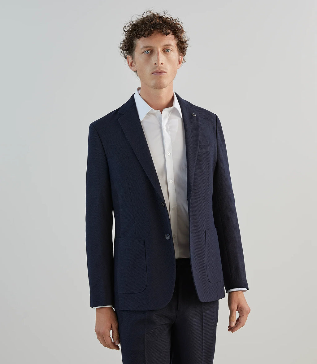 Veste ville tissu armuré marine - IZAC