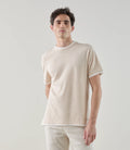 T-shirt à manches courtes double col beige - IZAC