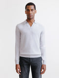 Pull col polo en laine mérinos gris chiné - IZAC