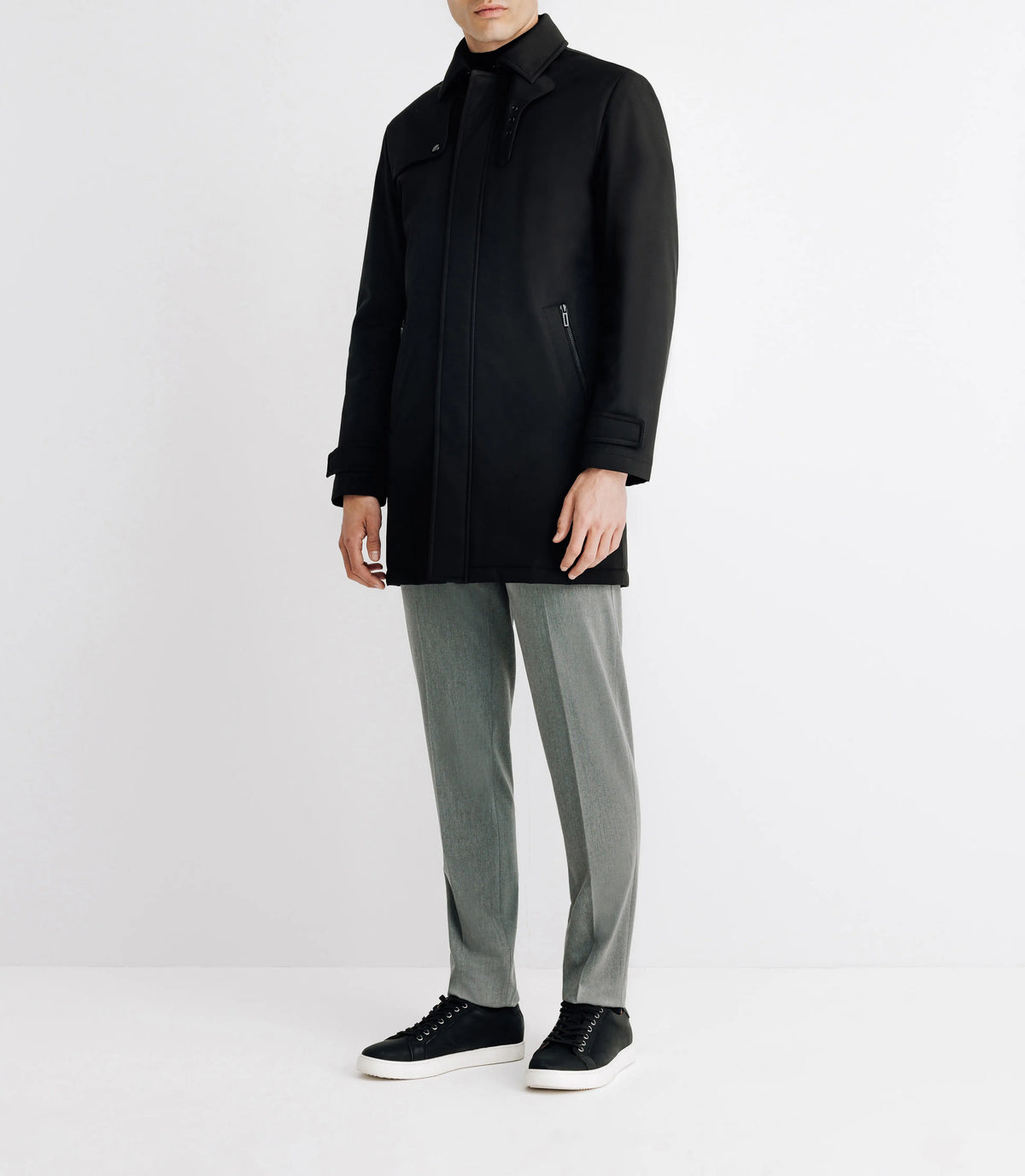 Trench droit matelassé noir - IZAC