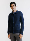 Cardigan col chemise en laine marine - IZAC