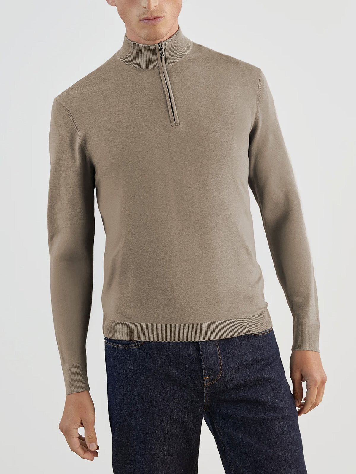 Pull col zip taupe - IZAC