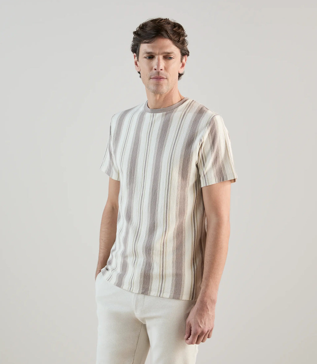 T-shirt à manches courtes rayé écru - IZAC