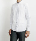 Chemise casual col mao avec coudière contrastée blanche - IZAC