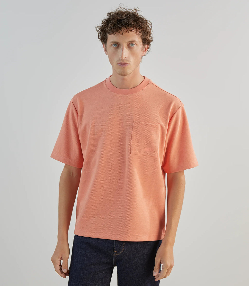 T-shirt col rond en jeu de points orange - IZAC