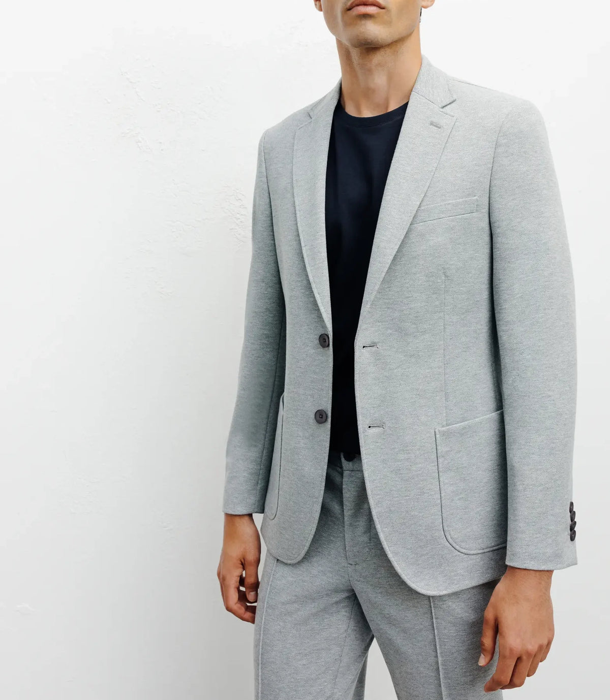 Veste ville en maille 2 boutons gris - IZAC