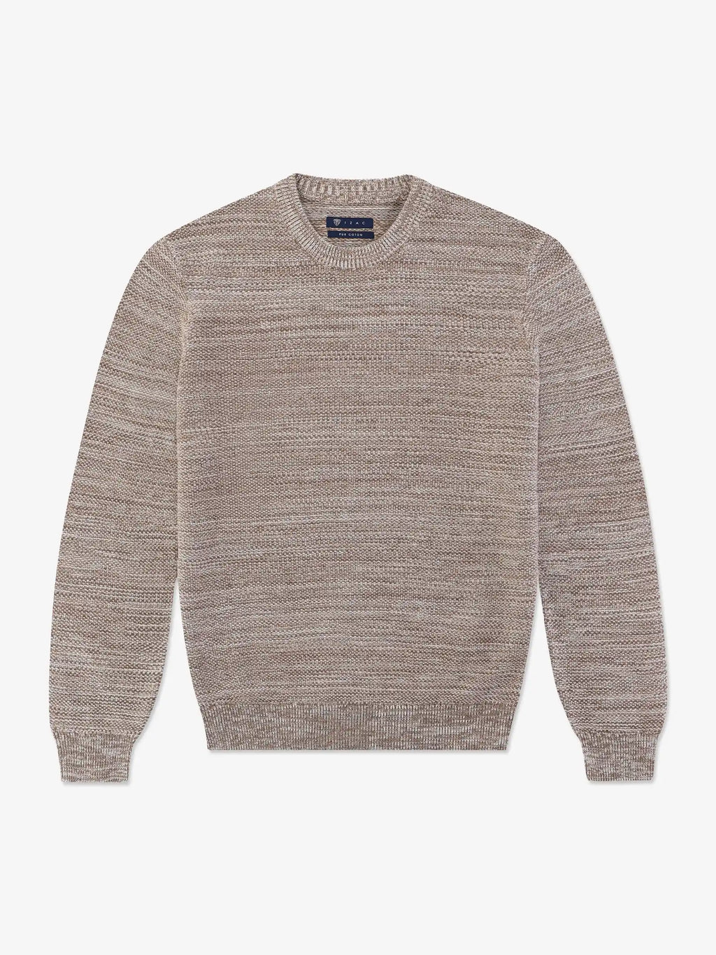 Pull col rond uni jeu de point beige - IZAC