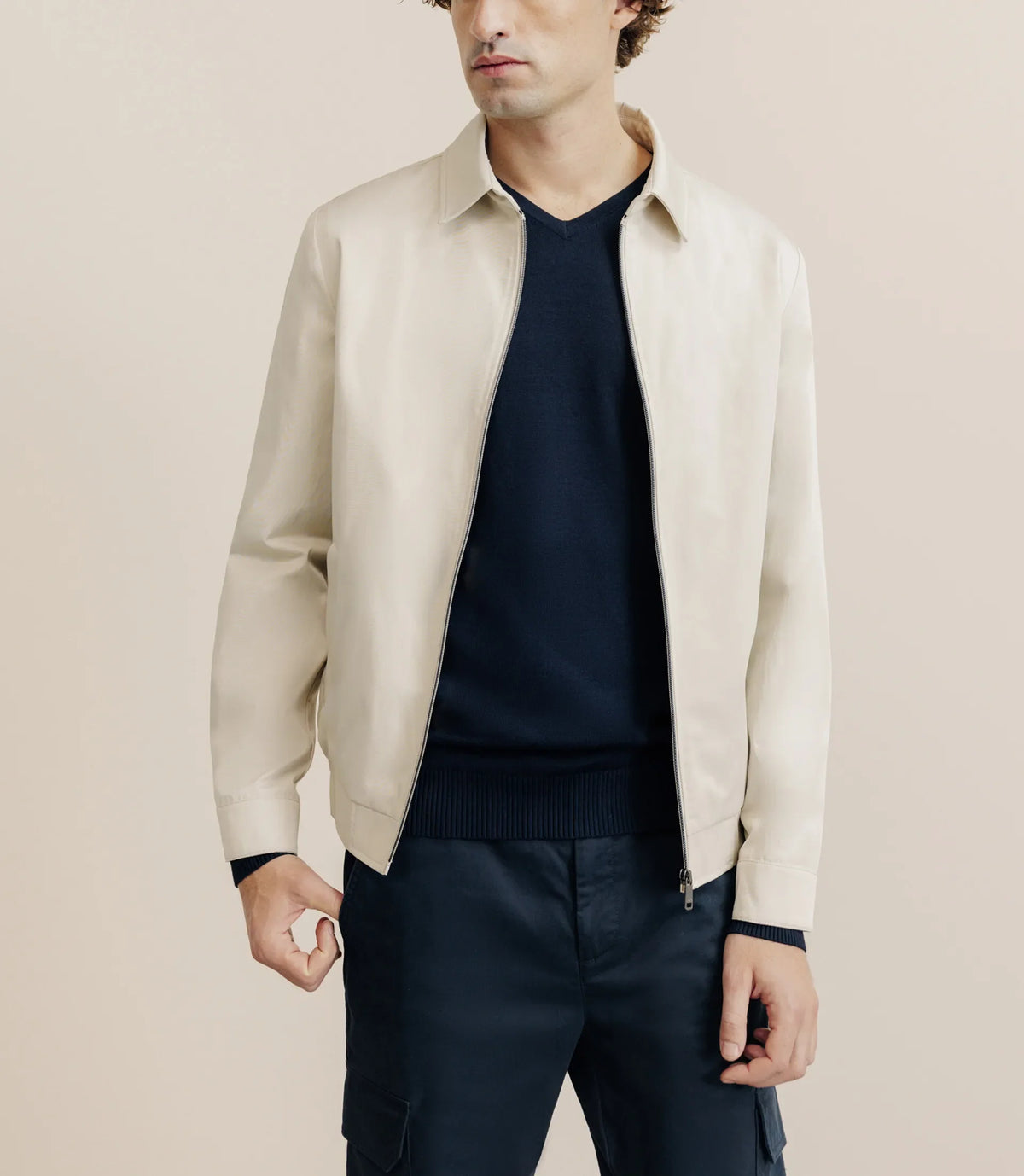 Blouson col chemise beige - IZAC