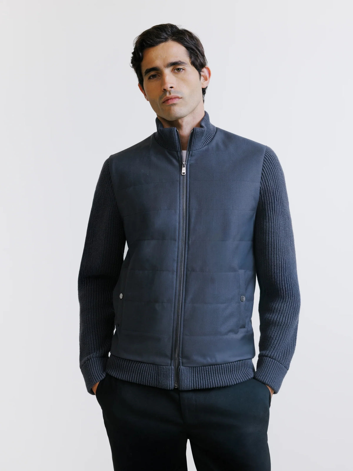 Gilet zippé bi-matière anthracite - IZAC