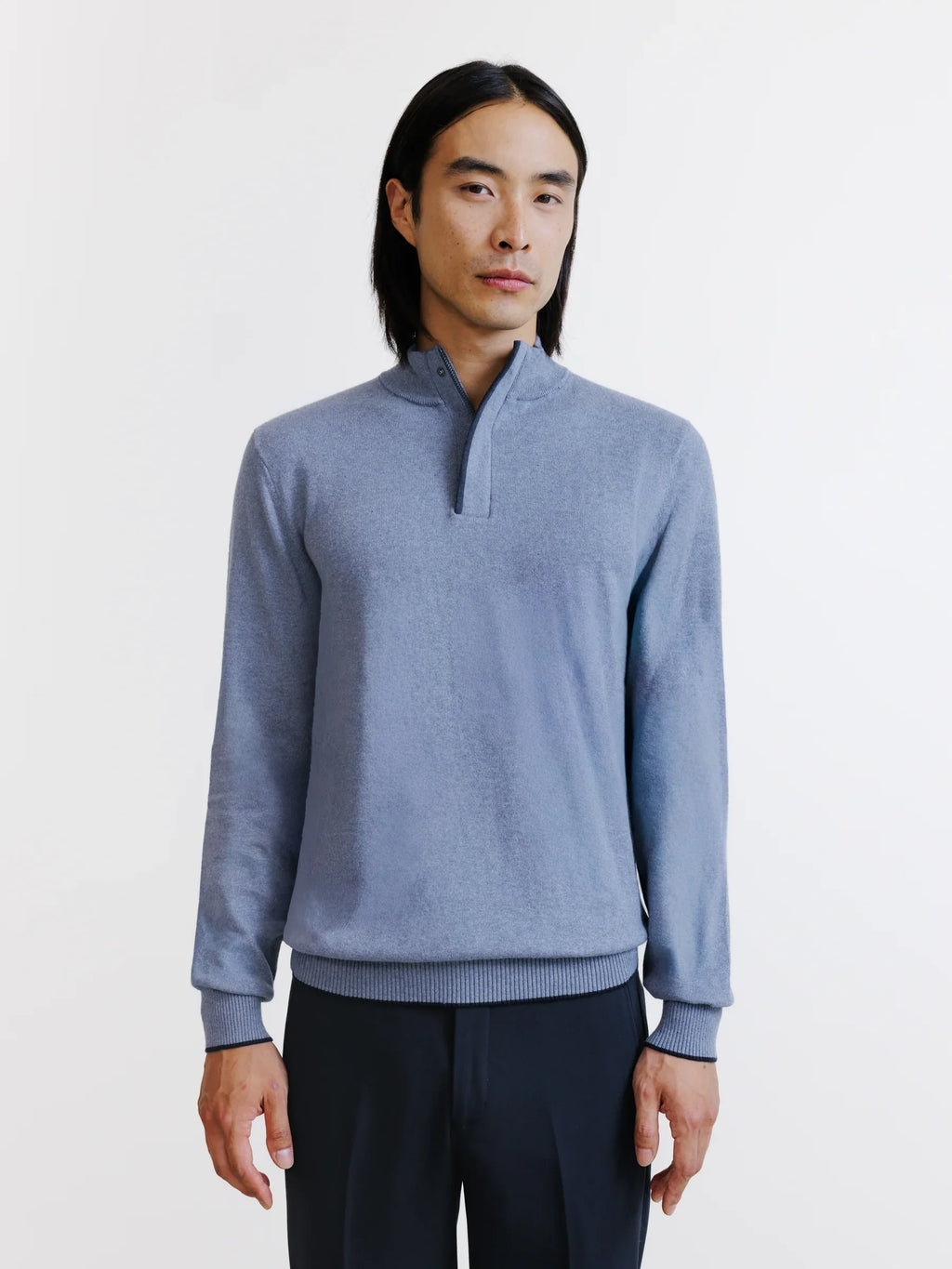 Pull col montant demi zippé indigo - IZAC
